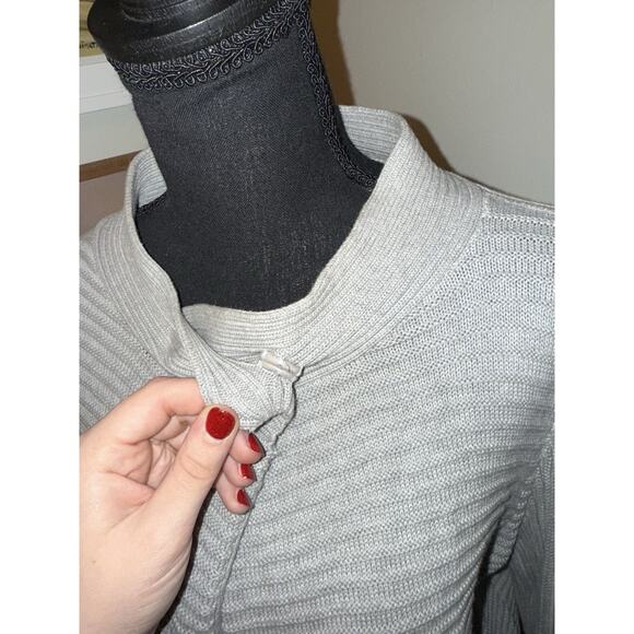 Anne Klein Women’s Gray Button Top Ribbed Cardigan Open Medium Pockets - Picture 3 of 4